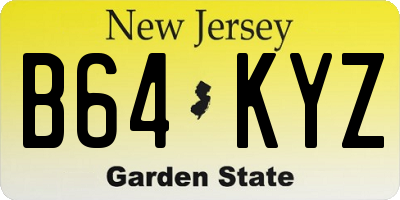 NJ license plate B64KYZ