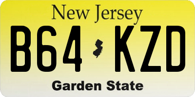 NJ license plate B64KZD