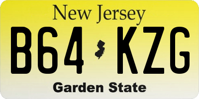 NJ license plate B64KZG