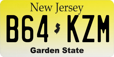 NJ license plate B64KZM