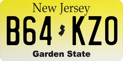 NJ license plate B64KZO
