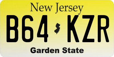 NJ license plate B64KZR