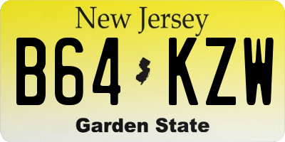 NJ license plate B64KZW