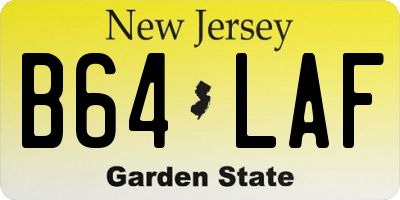 NJ license plate B64LAF
