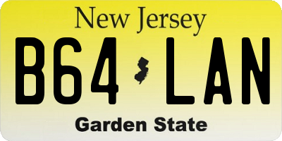 NJ license plate B64LAN