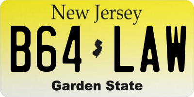 NJ license plate B64LAW