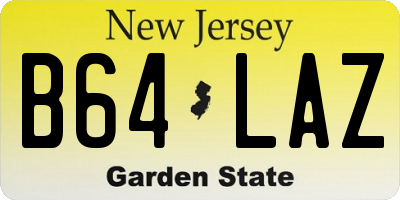 NJ license plate B64LAZ