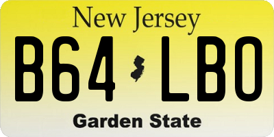 NJ license plate B64LBO
