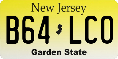 NJ license plate B64LCO