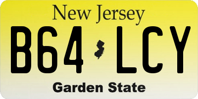 NJ license plate B64LCY
