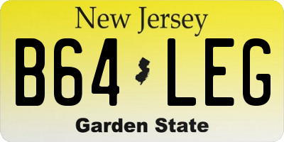 NJ license plate B64LEG
