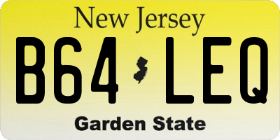 NJ license plate B64LEQ