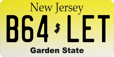 NJ license plate B64LET