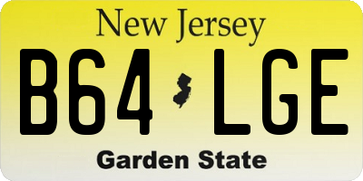 NJ license plate B64LGE