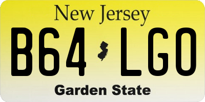 NJ license plate B64LGO