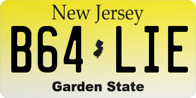 NJ license plate B64LIE