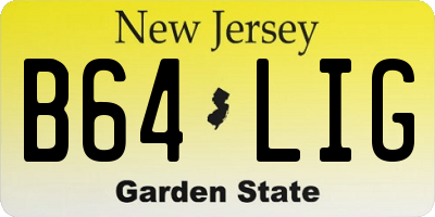 NJ license plate B64LIG