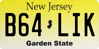 NJ license plate B64LIK