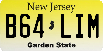 NJ license plate B64LIM