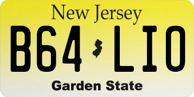NJ license plate B64LIO