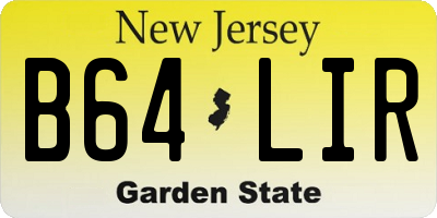 NJ license plate B64LIR