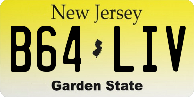 NJ license plate B64LIV