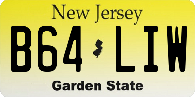 NJ license plate B64LIW