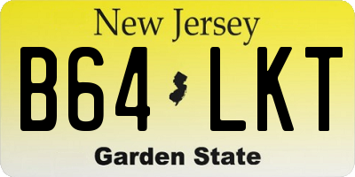 NJ license plate B64LKT