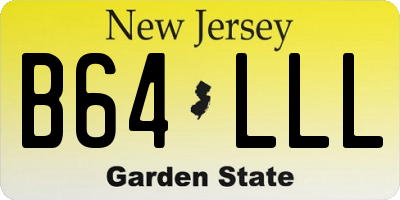 NJ license plate B64LLL