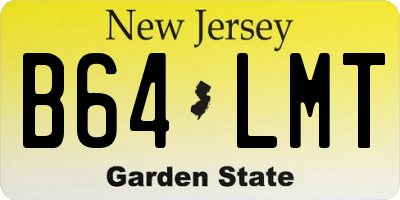 NJ license plate B64LMT