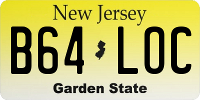 NJ license plate B64LOC