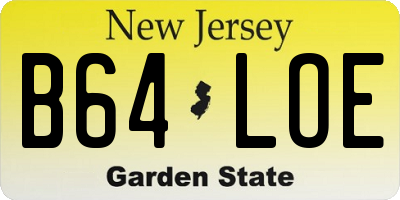 NJ license plate B64LOE
