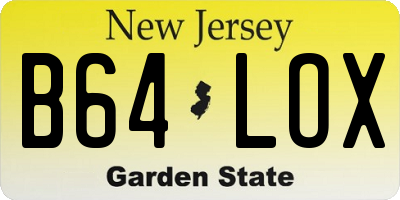 NJ license plate B64LOX