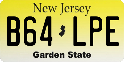 NJ license plate B64LPE