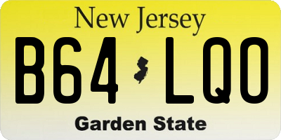 NJ license plate B64LQO