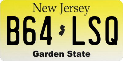 NJ license plate B64LSQ