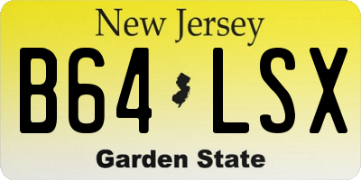 NJ license plate B64LSX