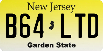 NJ license plate B64LTD
