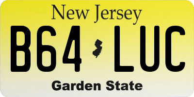 NJ license plate B64LUC