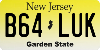 NJ license plate B64LUK