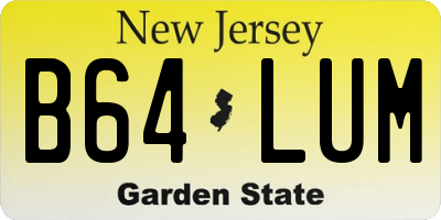 NJ license plate B64LUM