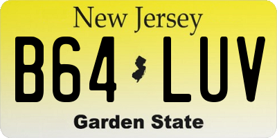NJ license plate B64LUV