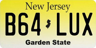 NJ license plate B64LUX