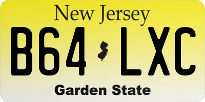 NJ license plate B64LXC
