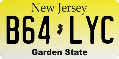NJ license plate B64LYC