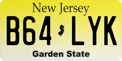 NJ license plate B64LYK