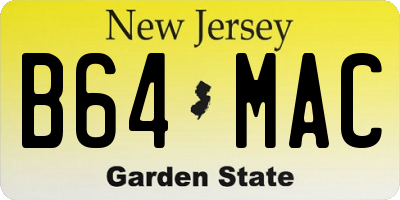 NJ license plate B64MAC