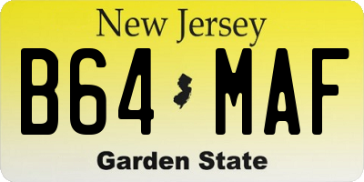 NJ license plate B64MAF