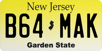 NJ license plate B64MAK