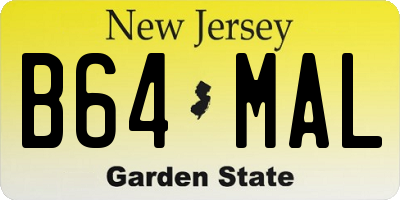 NJ license plate B64MAL